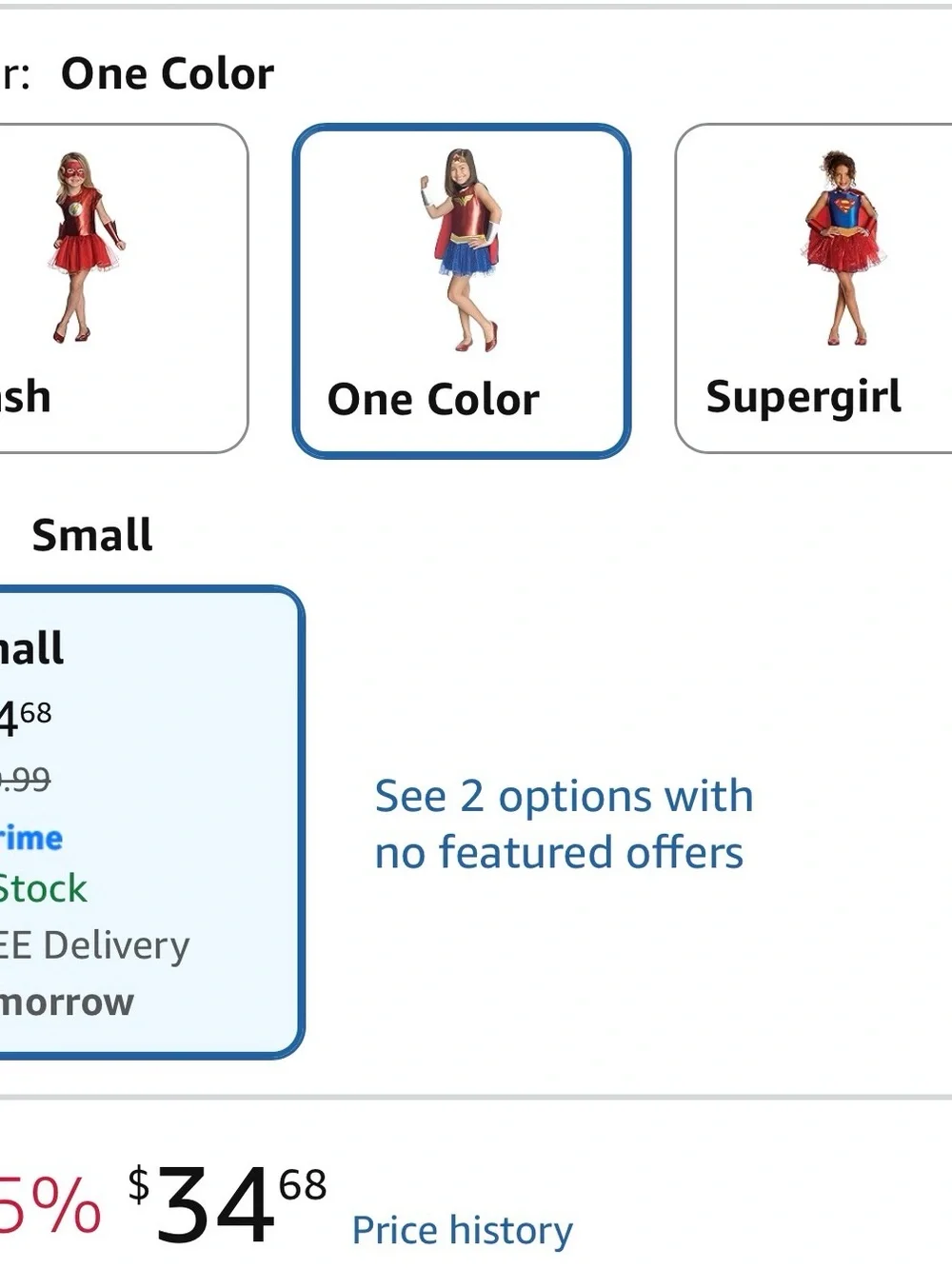 Wonder Woman Costume Tutu Dress for Kids, Girl's Small (4-6)
